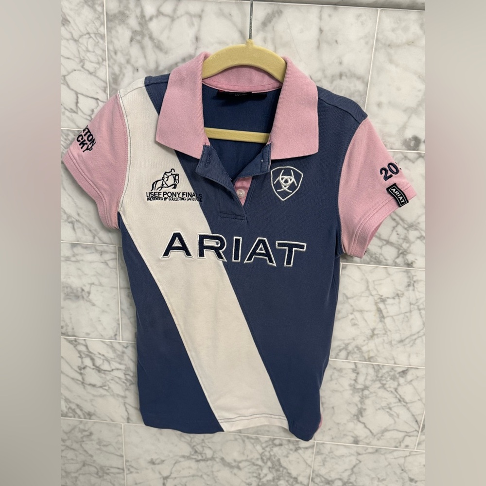 Ariat Kids Polo Shirt - Pink and Blue USEF Pony Finals